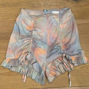 NWOT Skylar + Madison Pastel Tie Dye Ruched Shorts Blue Purple Multicolor Boho S